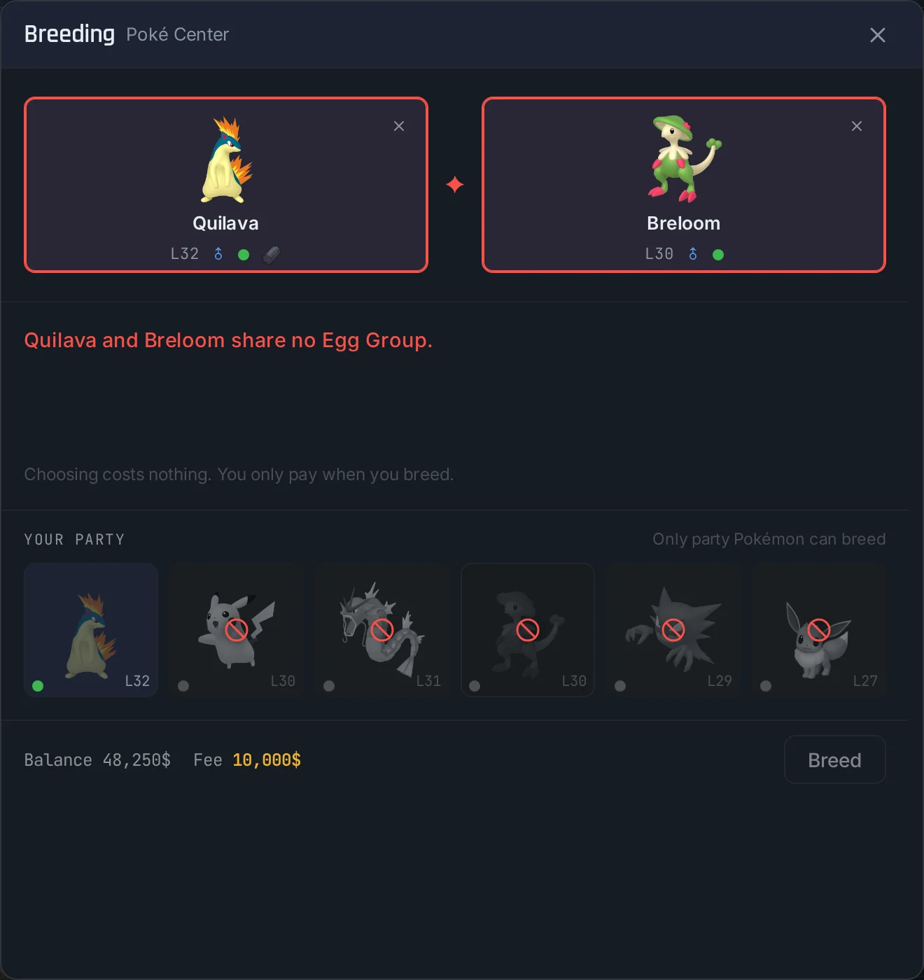 Breeding at a Pokemon Centre