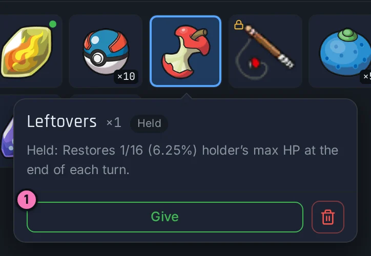 A held item in the Bag