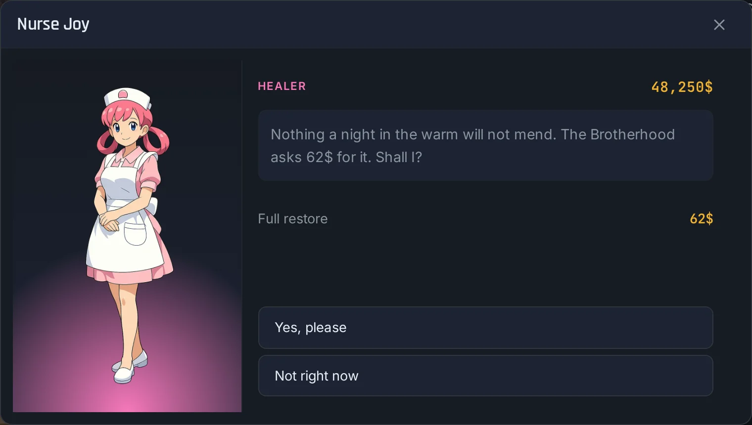 A heal, priced